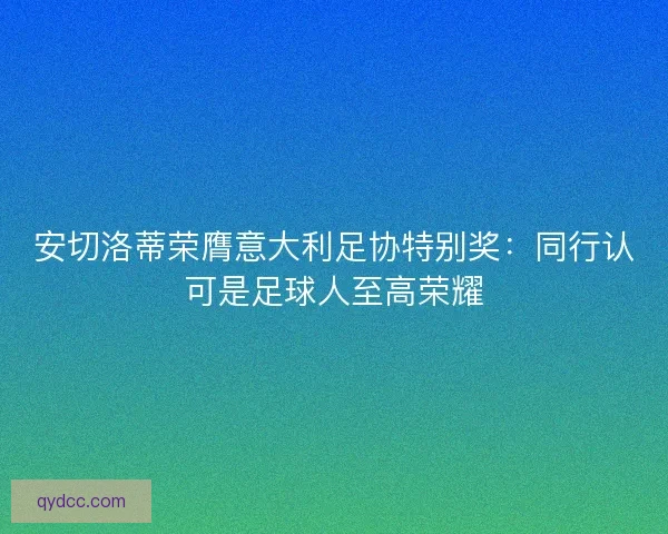 安切洛蒂荣膺意大利足协特别奖：同行认可是足球人至高荣耀